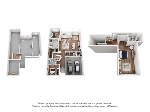 Floor plan for 3 beds, 3 baths, 2088 sqft